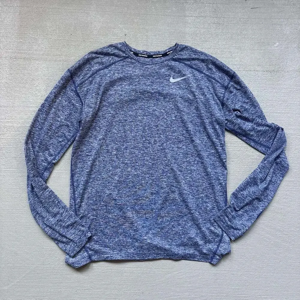 Nike Running Dri-FIT Blue Heathered Long Sleeve Performance Shirt